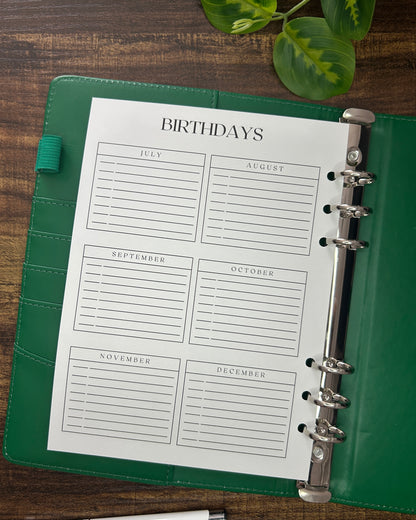 Birthday list